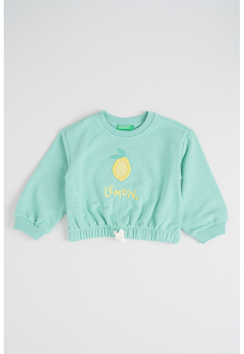 Bluza de trening din amestec de bumbac cu terminatie elastica - Galben/Verde menta