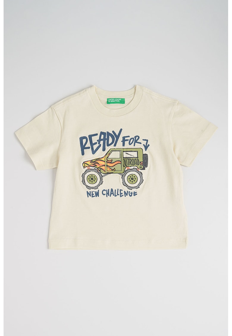 Tricou cu imprimeu grafic - Albastru ultramarin/Verde feriga/Crem