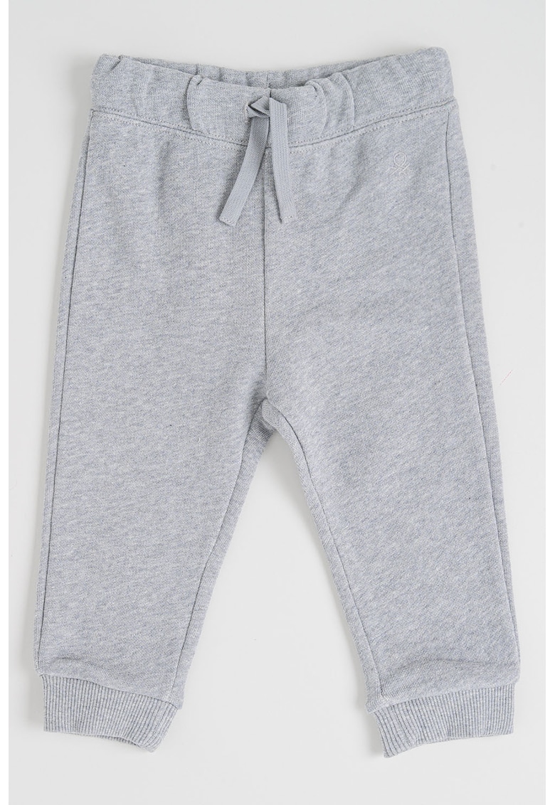 Pantaloni de trening din bumbac cu model uni - Gri melange
