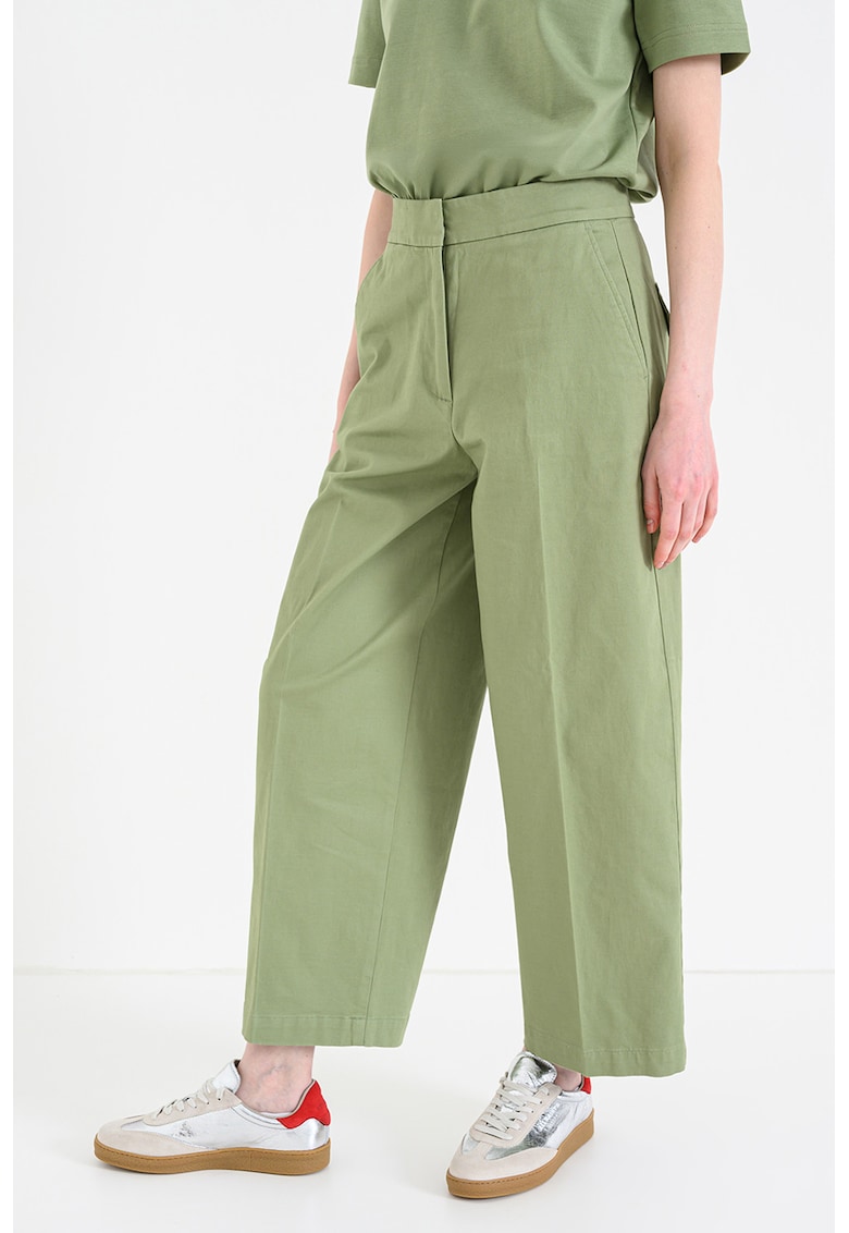 Pantaloni crop cu croiala ampla - Verde pal