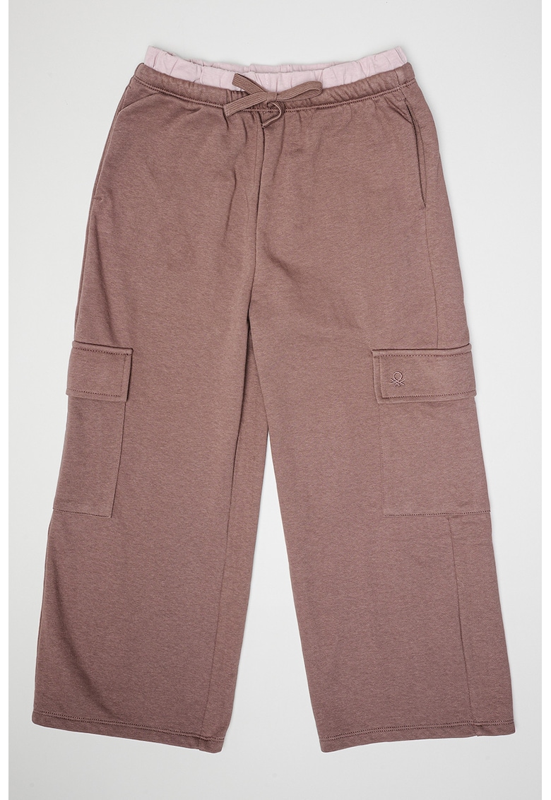 Pantaloni cargo din amestec de bumbac - Maro pamantiu