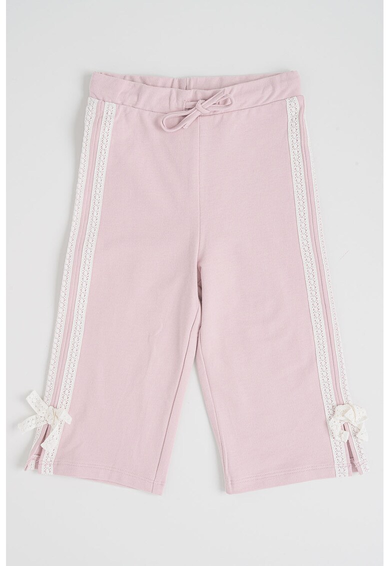 Pantaloni de trening cu croiala dreapta si segmente laterale contrastante - Alb/Liliac prafuit