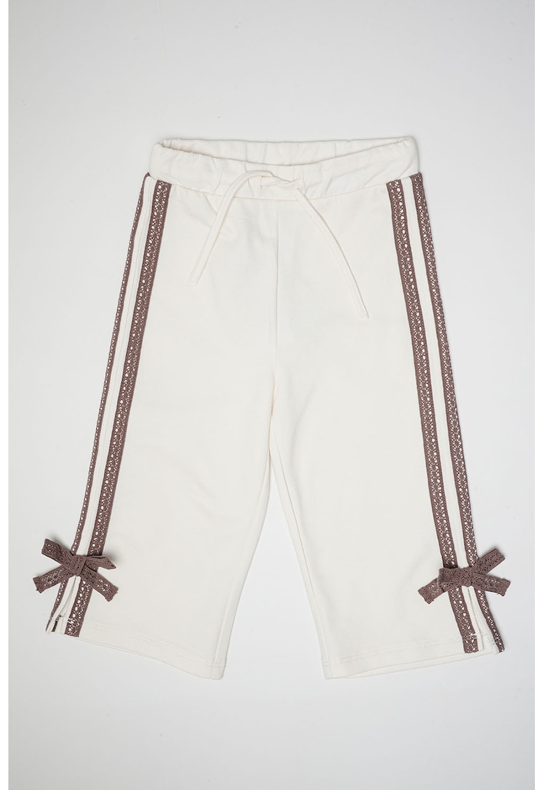 Pantaloni de trening cu croiala dreapta si segmente laterale contrastante - Alb/Maro pamantiu