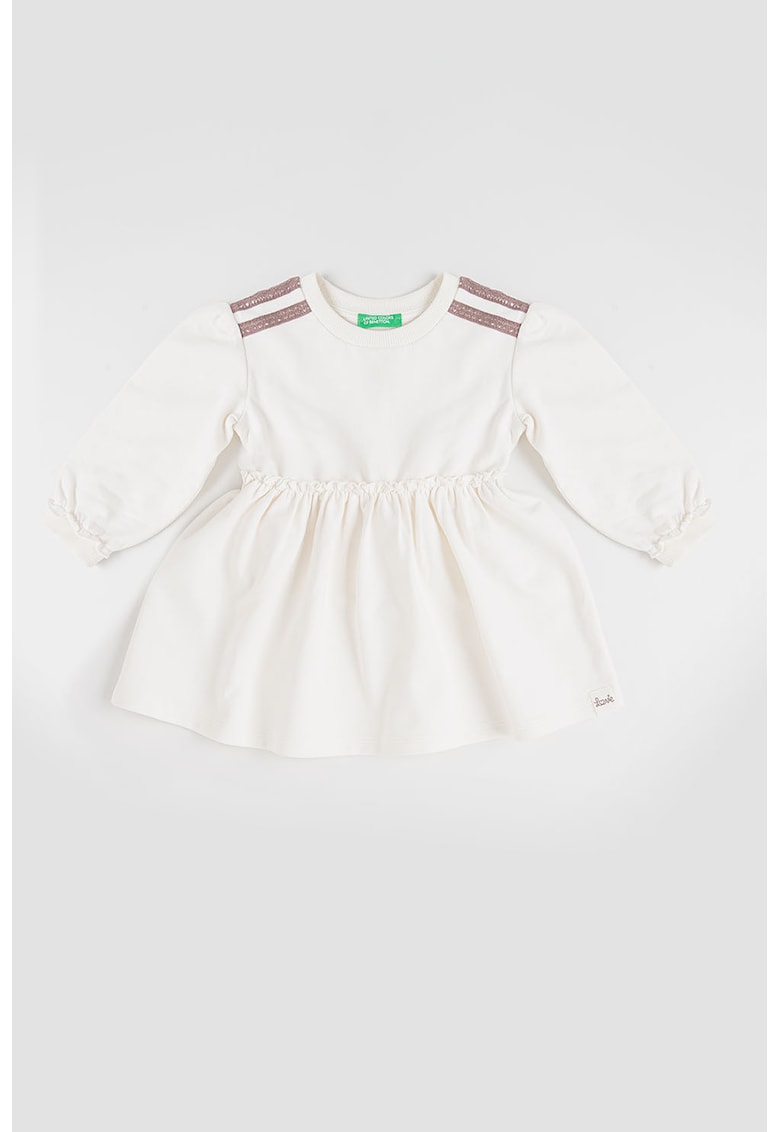 Rochie-bluza de trening cu talie elastica - Alb/Maro pamantiu