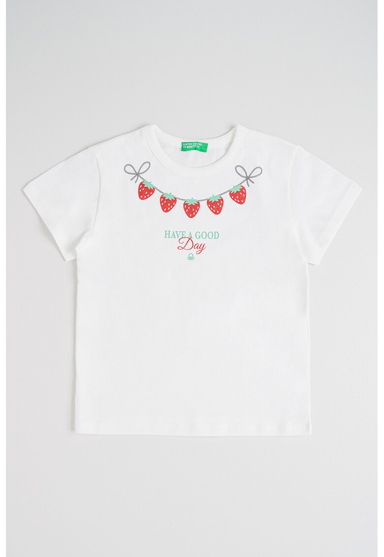 Tricou din bumbac cu imprimeu - Rosu/Alb/Verde menta