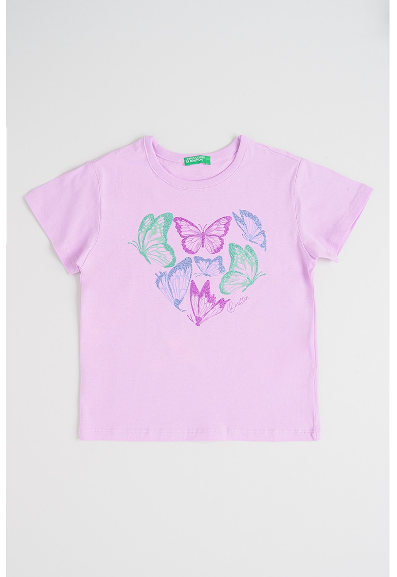 Tricou din bumbac cu imprimeu - Verde/Lila/Albastru