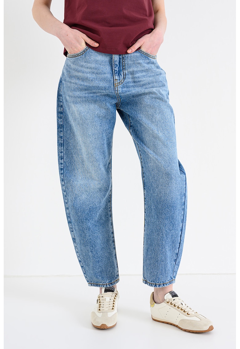 Blugi relaxed-fit cu design 5 buzunare - Albastru