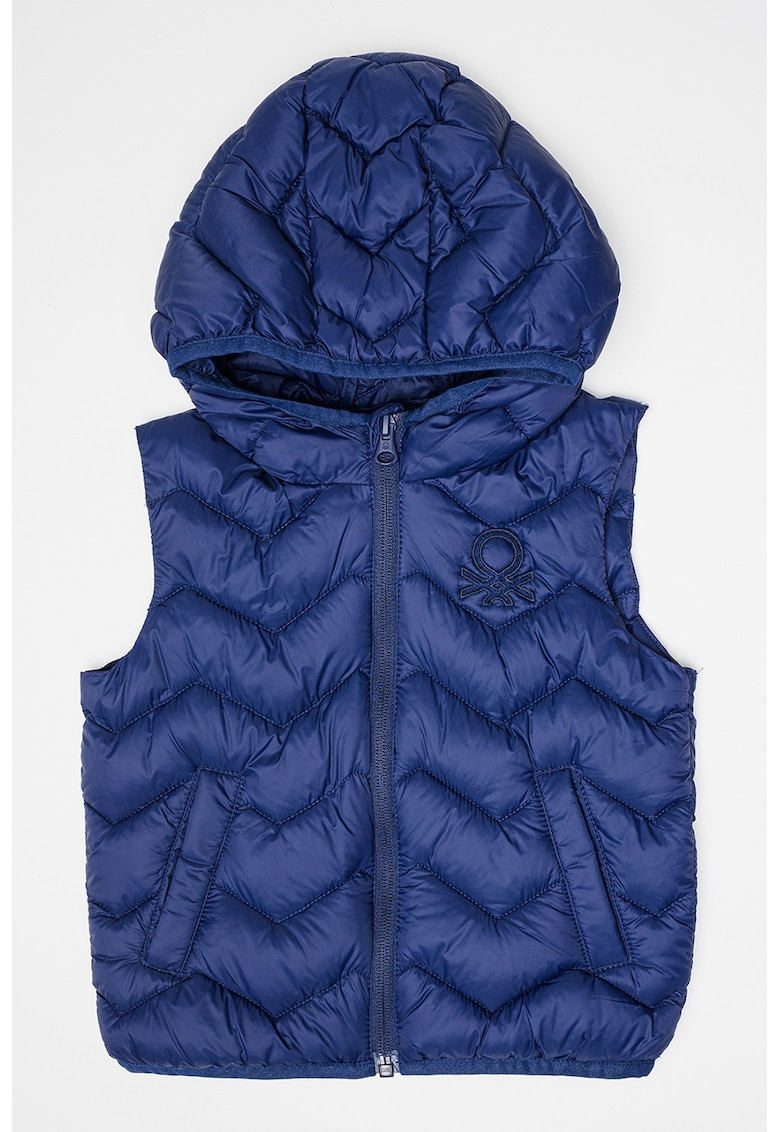 Vesta matlasata cu gluga - Bleumarin