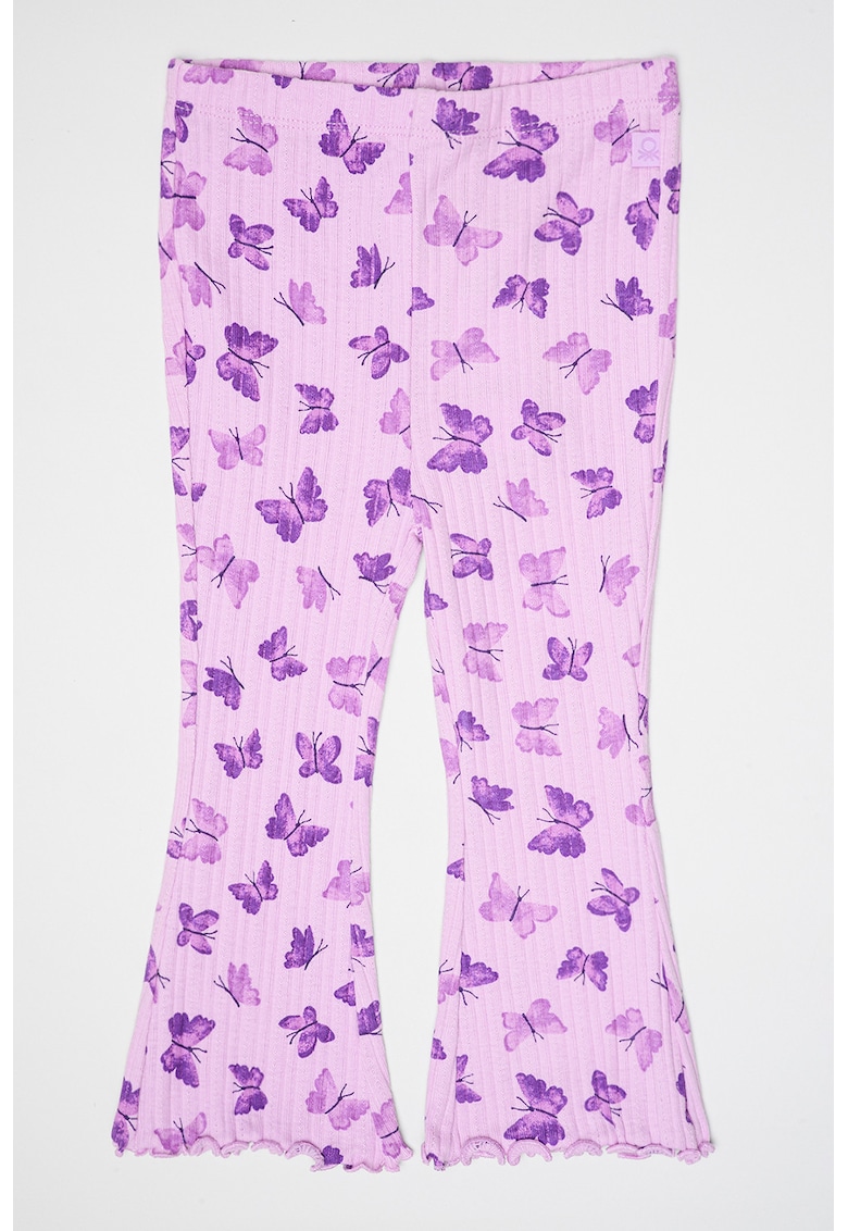 Pantaloni cu talie inalta si imprimeu grafic - Lila/Ametist