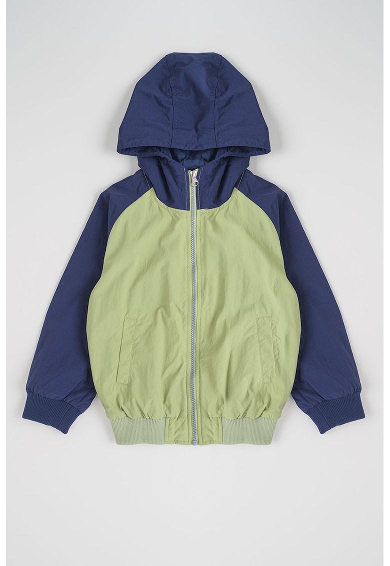 Jacheta subtire cu gluga si doua buzunare - Verde masliniu/Bleumarin