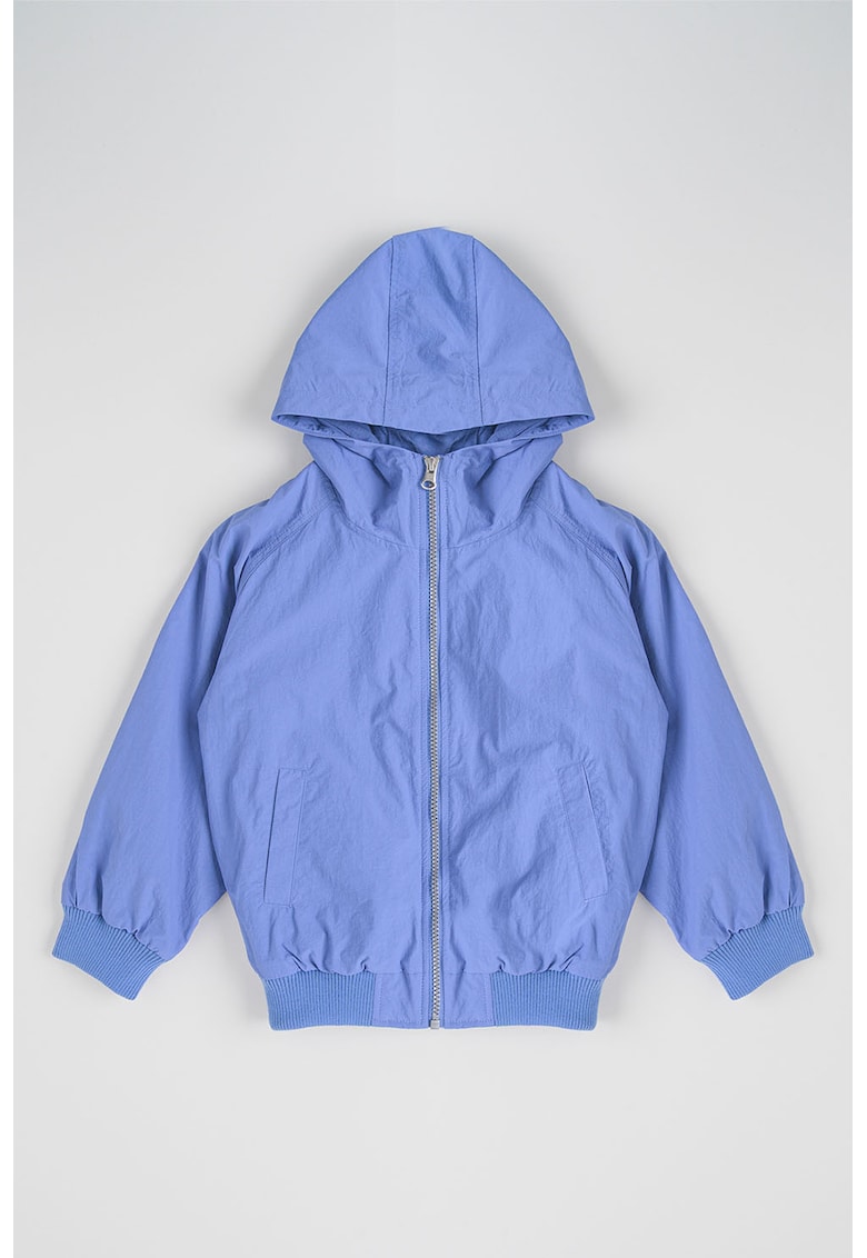 Jacheta subtire cu gluga si doua buzunare - Albastru prafuit