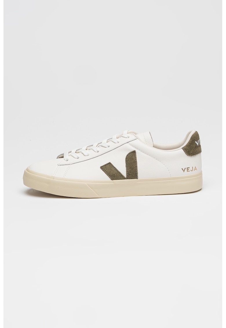 Pantofi sport low cut din piele - Alb/Kaki