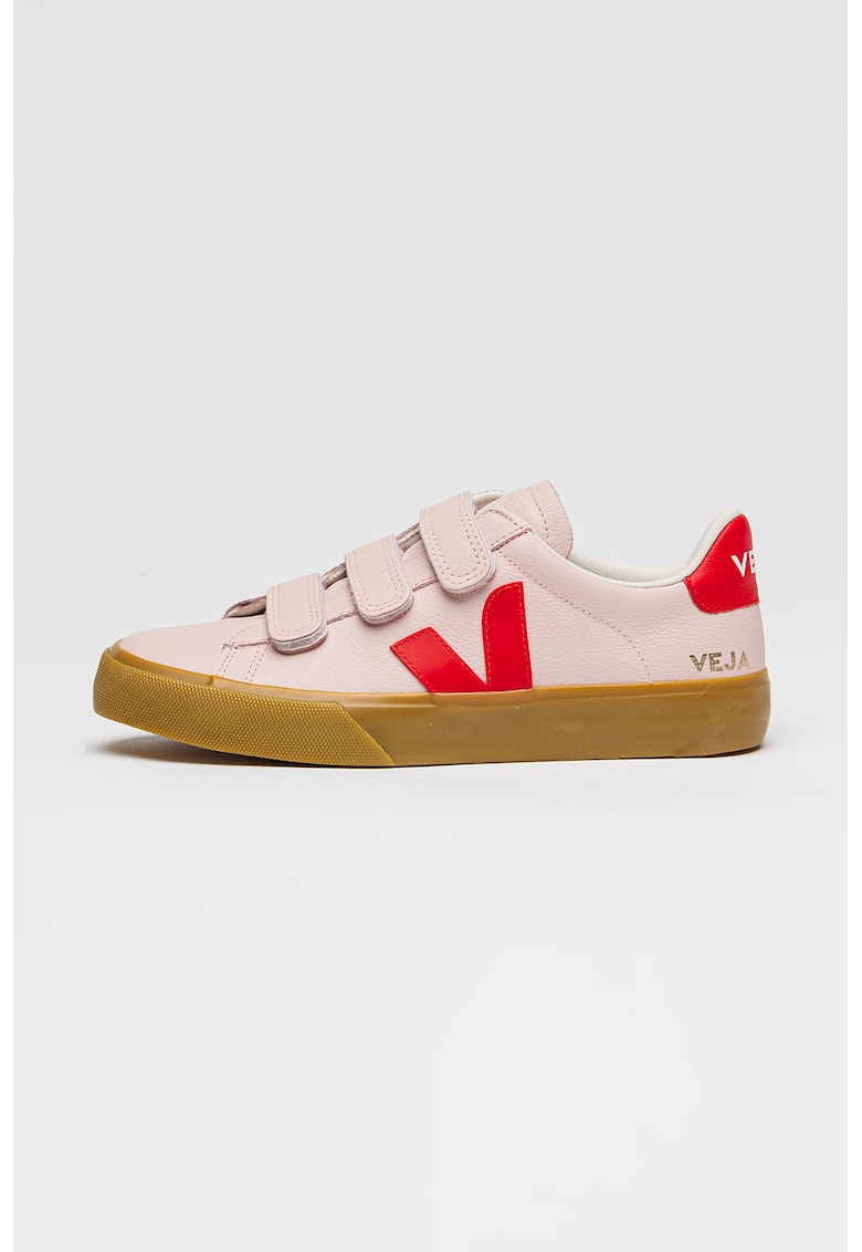Pantofi sport din piele cu inchidere velcro - Roz aprins/Roz pastel