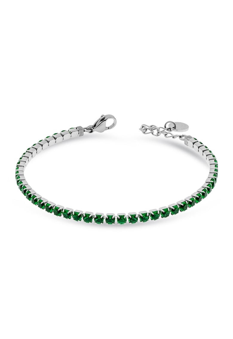 Bratara tenis decorata cu pietre zirconia verzi - Verde/Argintiu