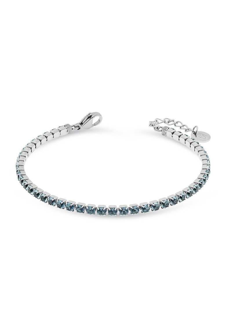 Bratara tenis decorata cu pietre zirconia albastru deschis - Albastru glaciar/Argintiu