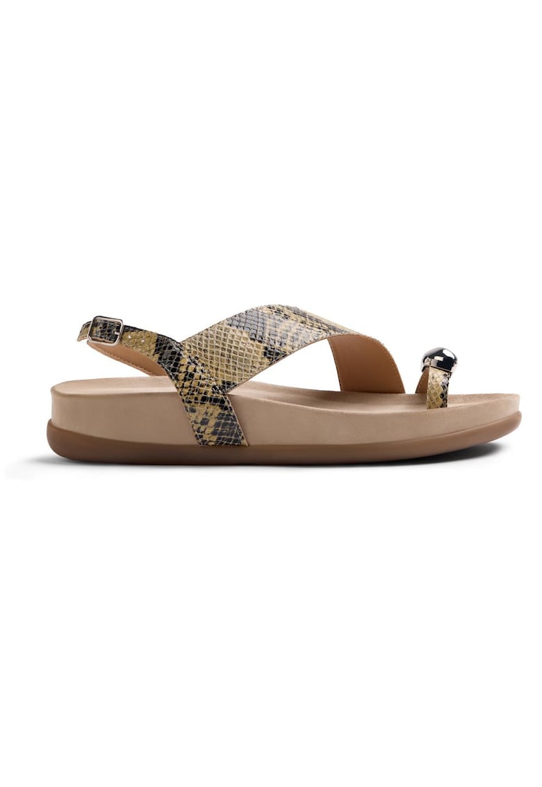 Sandale de piele cu aspect piele de reptila Tanauan - Negru/Galben deschis