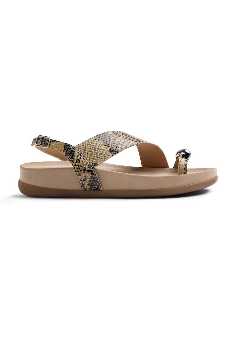 Sandale de piele cu aspect piele de reptila Tanauan - Negru/Galben deschis