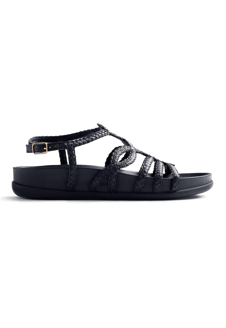 Sandale de piele cu garnituri impletite Marigat - Negru