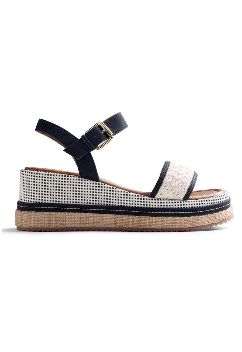 Sandale wedge - Alb/Negru