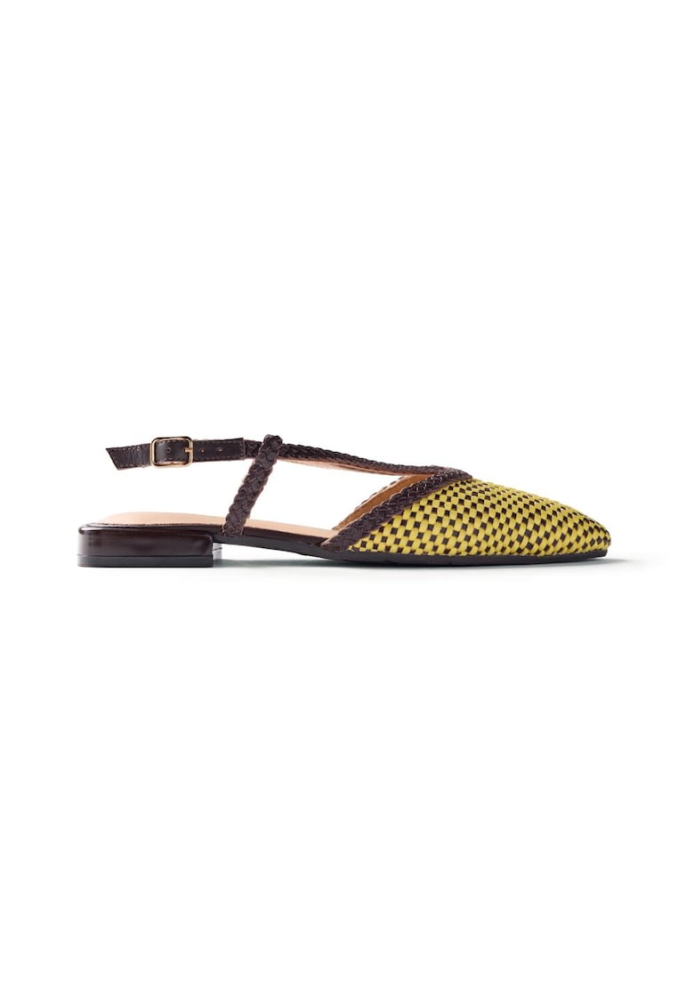 Balerini slingback din piele Tecumseh - Galben