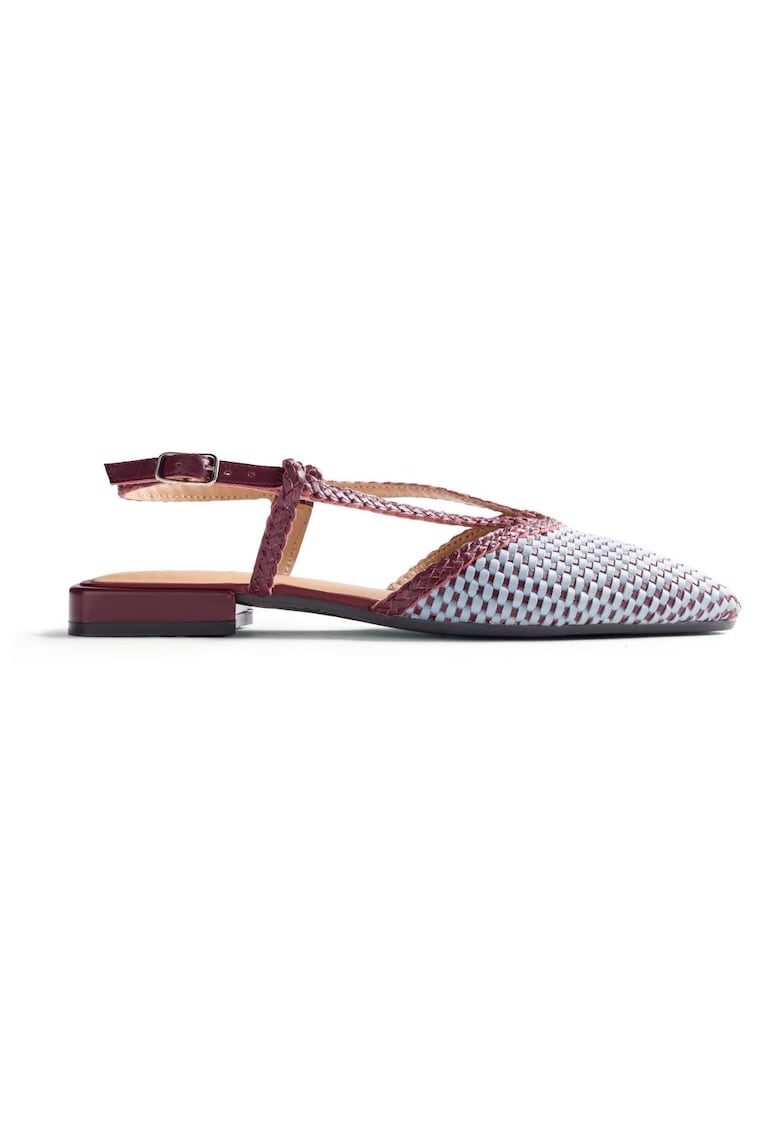 Balerini slingback din piele Tecumseh - Rosu inchis/Albastru deschis