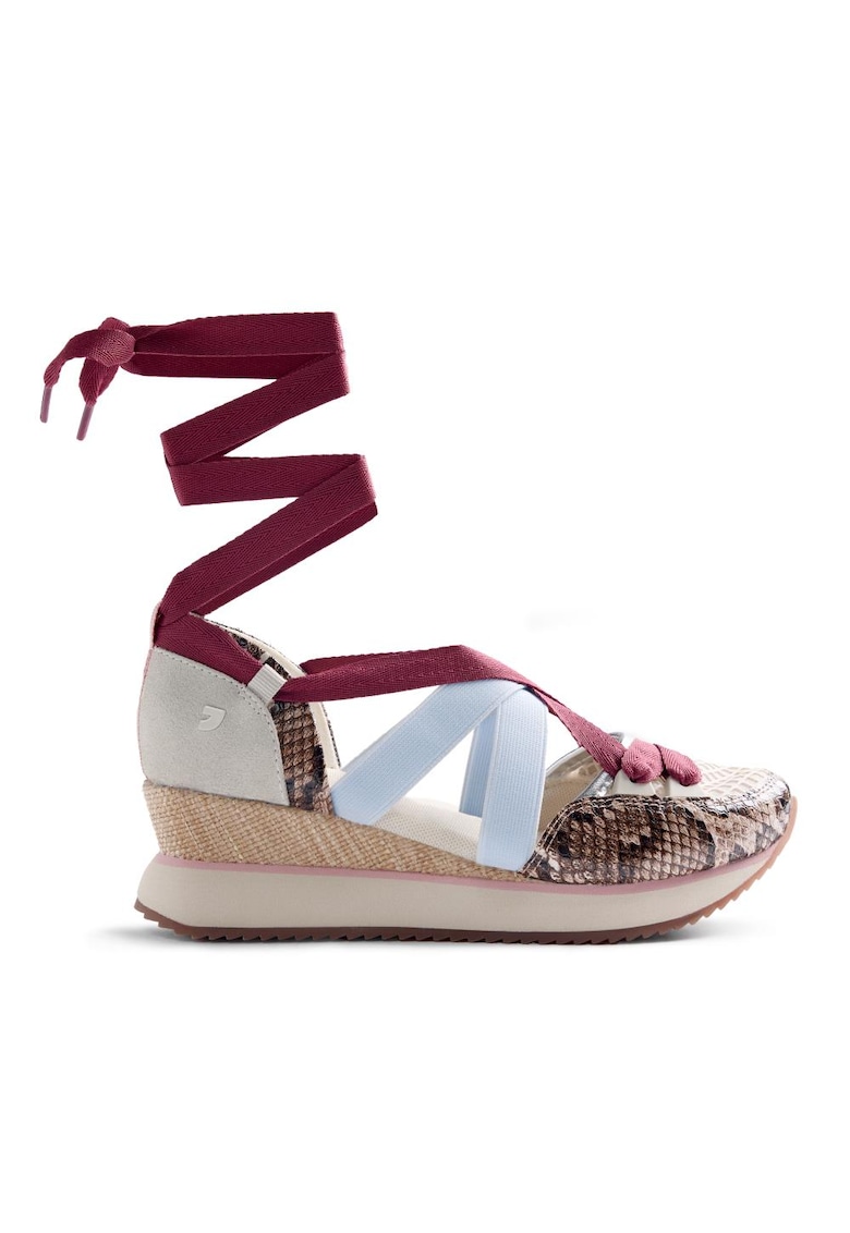 Pantofi sport Desinic wedge cu animal print - Bej/Albastru deschis
