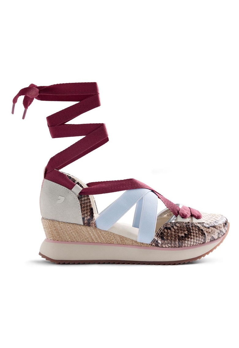 Pantofi sport Desinic wedge cu animal print - Bej/Albastru deschis