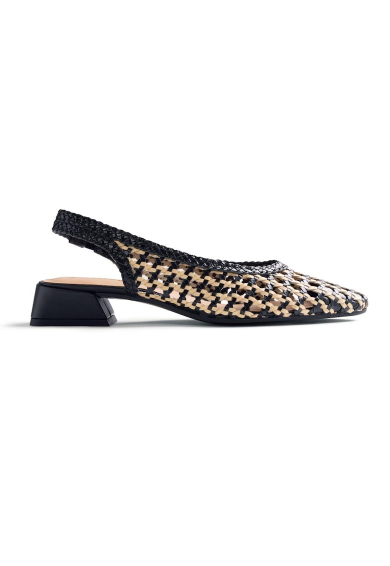 Pantofi slingback de piele cu aspect impletit Hondslow - Negru
