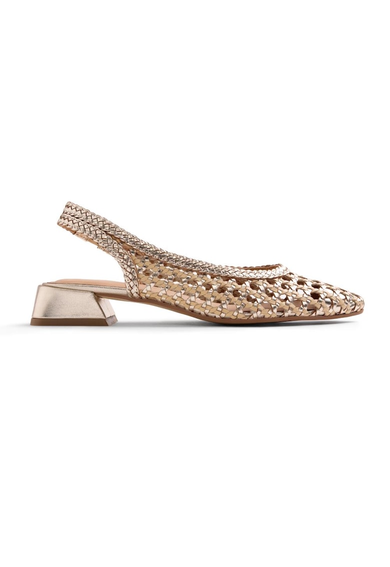 Pantofi slingback de piele cu aspect impletit Hondslow - Auriu platinat