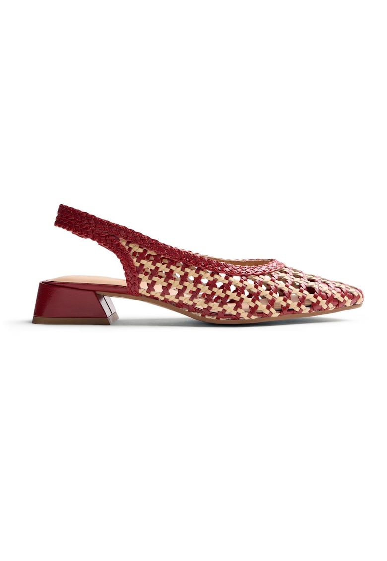 Pantofi slingback de piele cu aspect impletit Hondslow - Rosu inchis