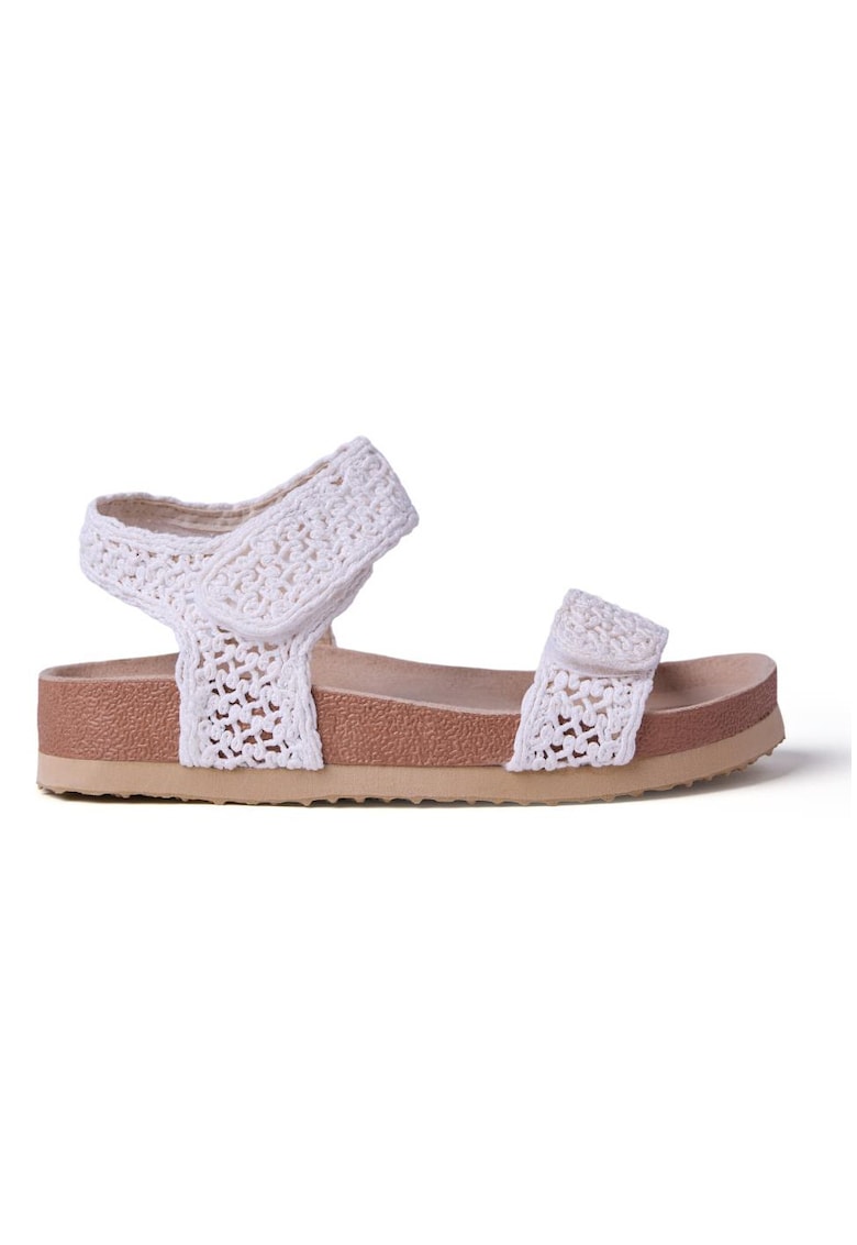 Sandale cu aspect tricotat si velcro Iten - Alb