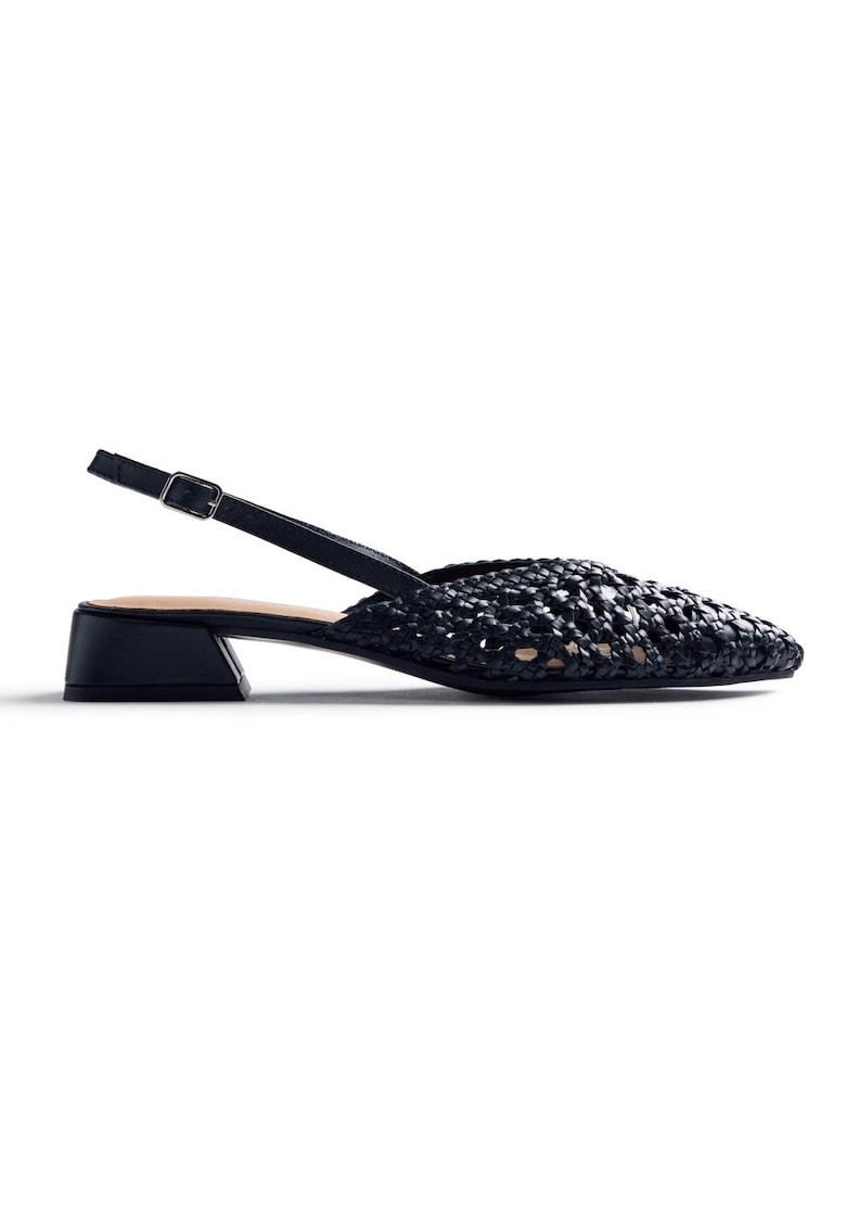 Pantofi slingback din piele cu aspect impletit Kipili - Negru