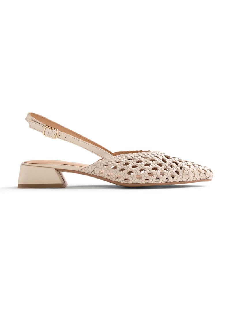 Pantofi slingback din piele cu aspect impletit Kipili - Alb murdar
