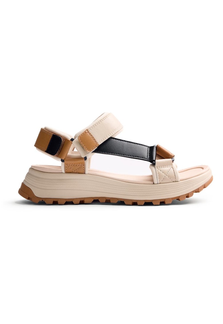 Sandale cu velcro Madogo - Maro camel