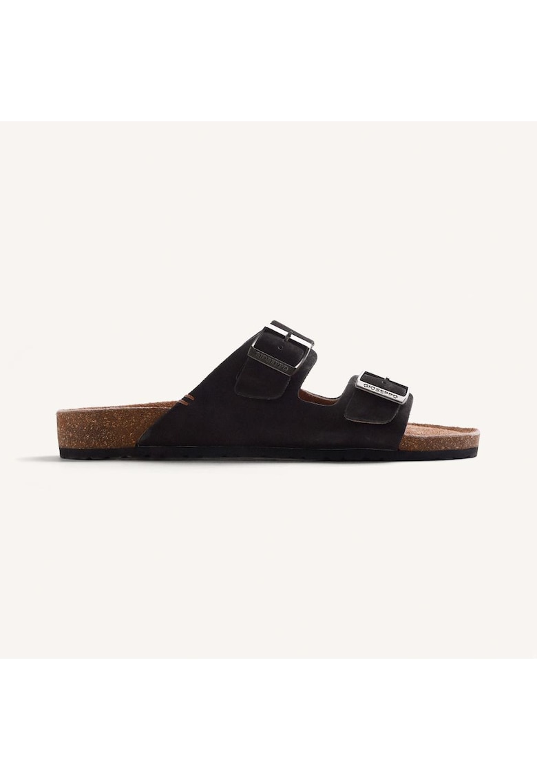 Papuci din piele intoarsa Musoma - Negru