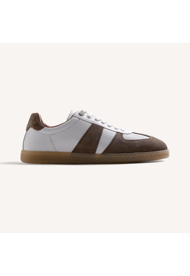 Pantofi sport Owerri low-cut din piele intoarsa - Alb/Bej inchis