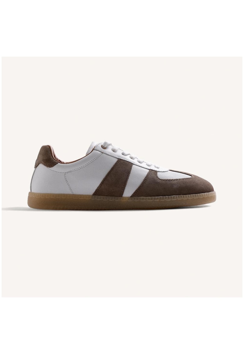 Pantofi sport Owerri low-cut din piele intoarsa - Alb/Bej inchis
