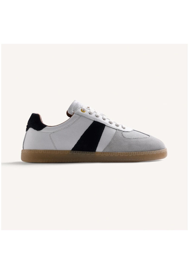 Pantofi sport Owerri low-cut din piele intoarsa - Alb/Gri deschis