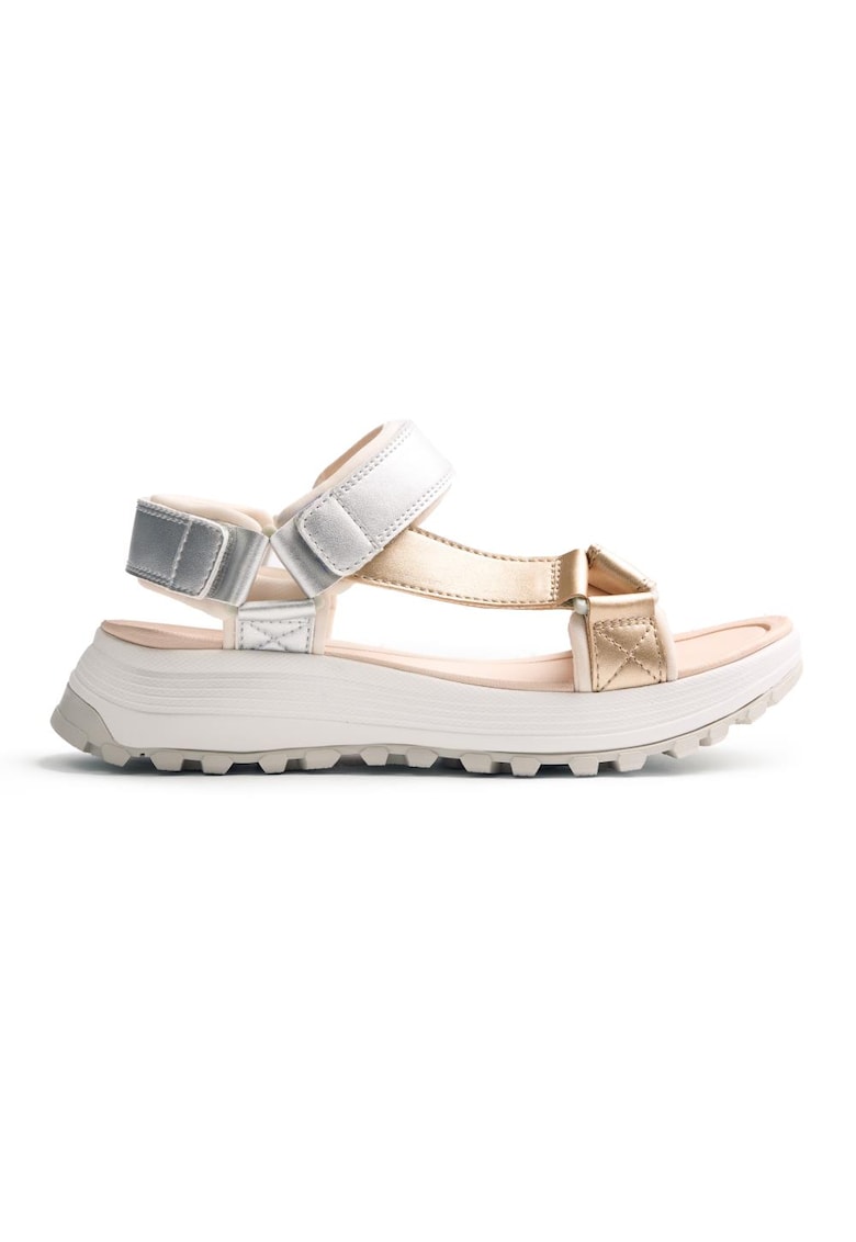 Sandale flatform cu aspect lucios Oyugis - Argintiu
