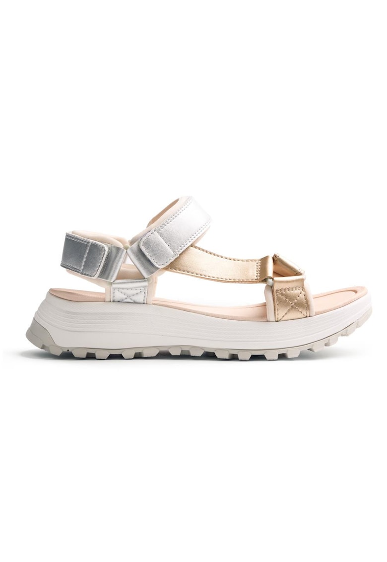 Sandale flatform cu aspect lucios Oyugis - Argintiu