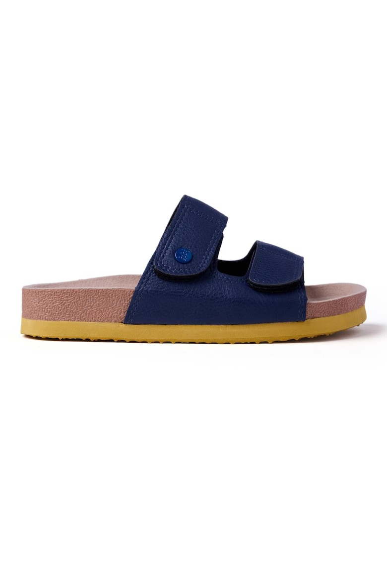 Papuci din piele nabuc - Bleumarin