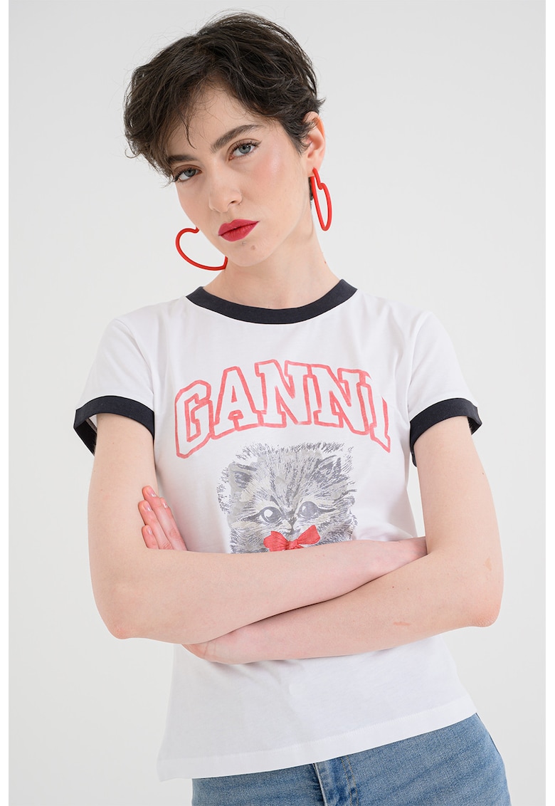 Tricou cu imprimeu logo - Rosu/Alb/Negru