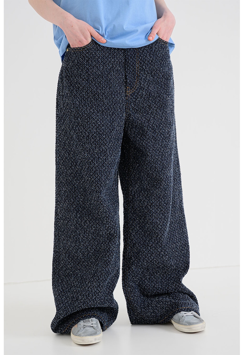 Blugi cu croiala ampla si model cu 5 buzunare - Negru/Albastru prafuit