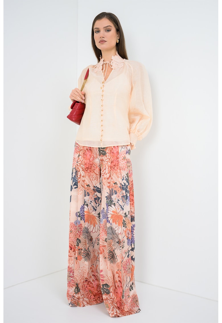 Camasa semitransparenta din amestec de matase - Roz somon