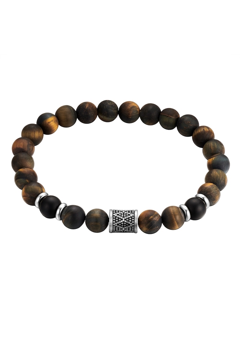 Bratara cu agat si ochi-de-tigru - Argintiu