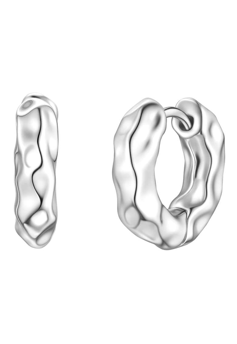 Cercei rotunzi cu aspect neregulat - Argintiu