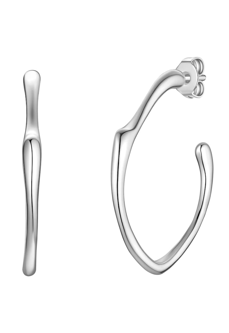 Cercei rotunzi cu aspect lucios - Argintiu