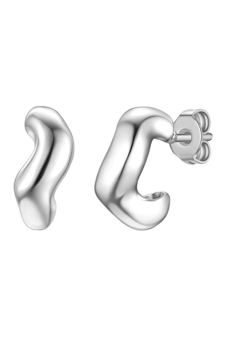 Cercei rotunzi cu aspect lucios - Argintiu