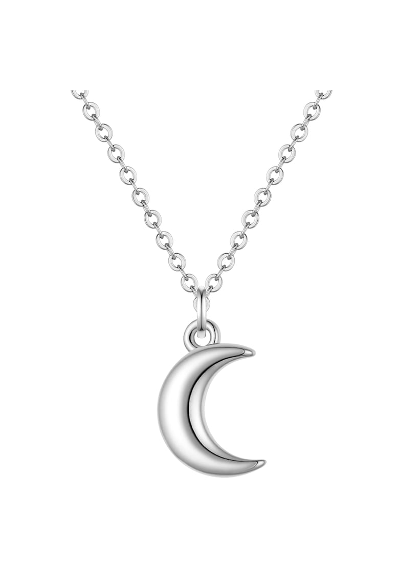 Colier placat cu rodiu si decorat cu pandantiv-luna - Argintiu