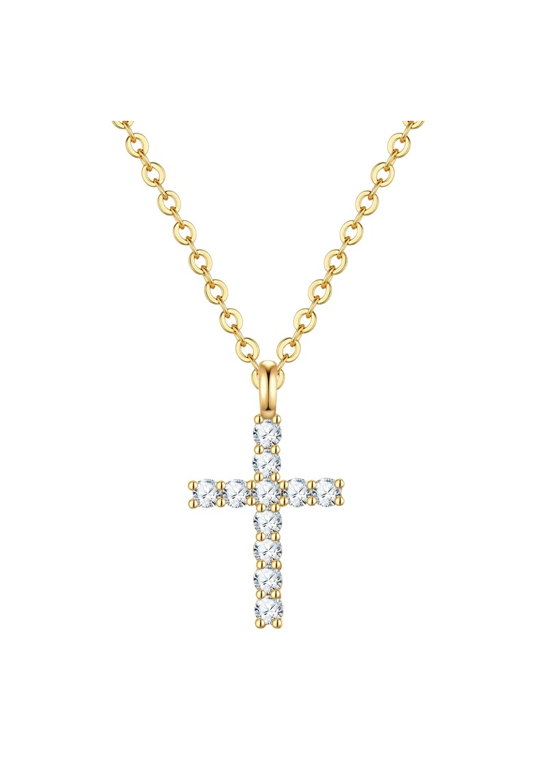 Colier placat cu aur de 14K si decorat cu pandantiv-cruce - Auriu